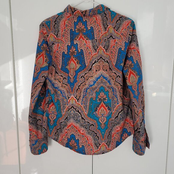 J Crew Slim Perfect Shirt in Ratti® Mediterranean Paisley Sz 12 - Picture 4 of 7